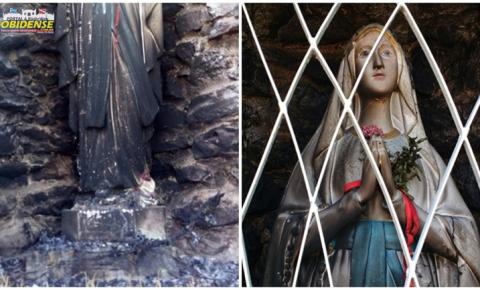 Em Óbidos a imagem de Nossa Senhora de Lurdes, foi alvo de vandalismo.